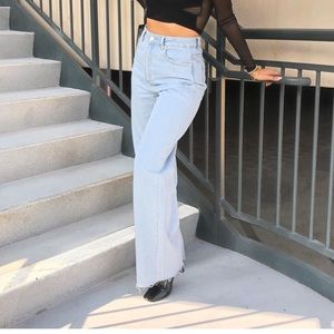 Straight leg light washed jeans